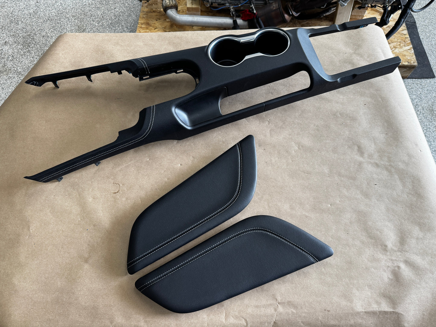2018-2023 Mustang GT Center Console Top Interior Trim Pieces Leather Grey Stitch
