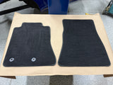2015-2023 Mustang Bullitt Black Front Floor Mats Carpet "Green Stitch"