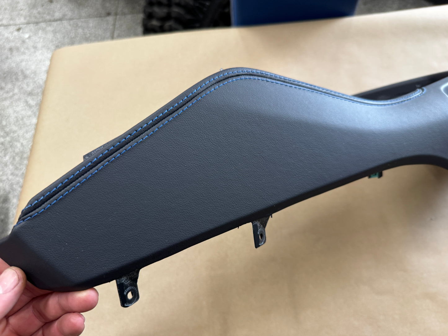 2024-2026 Ford Mustang Dark Horse Center Console Top Leather Wrapped Blue Stitch