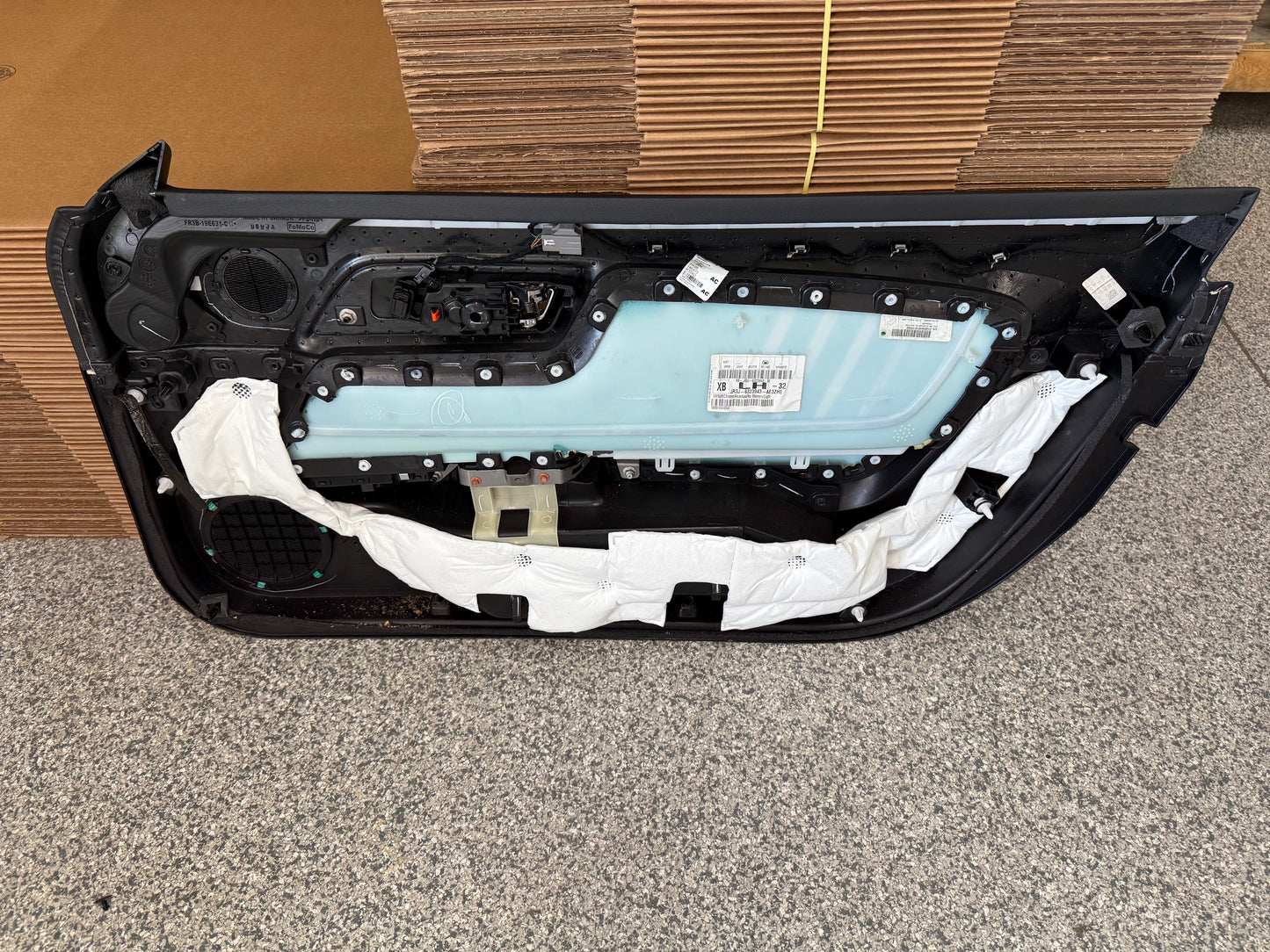 2018-2023 Ford Mustang GT LH Driver Leather/Suede Insert Door Panel Grey Stitch