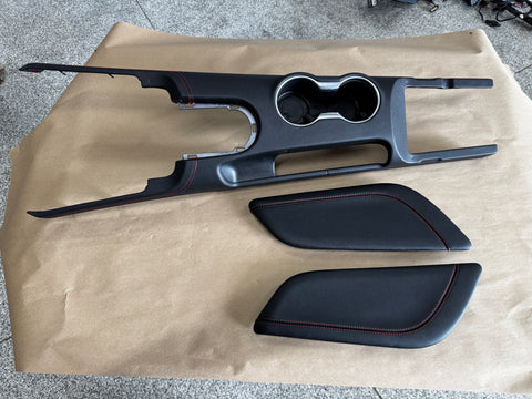 2018-2023 Mustang GT Center Console Top Interior Trim Pieces Leather Red Stitch