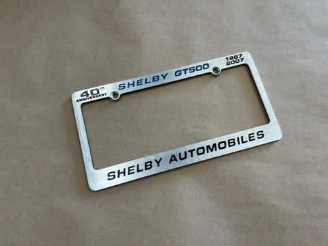 2007 Ford Mustang Shelby GT500 40th Anniversary Billet License Plate Cover Frame