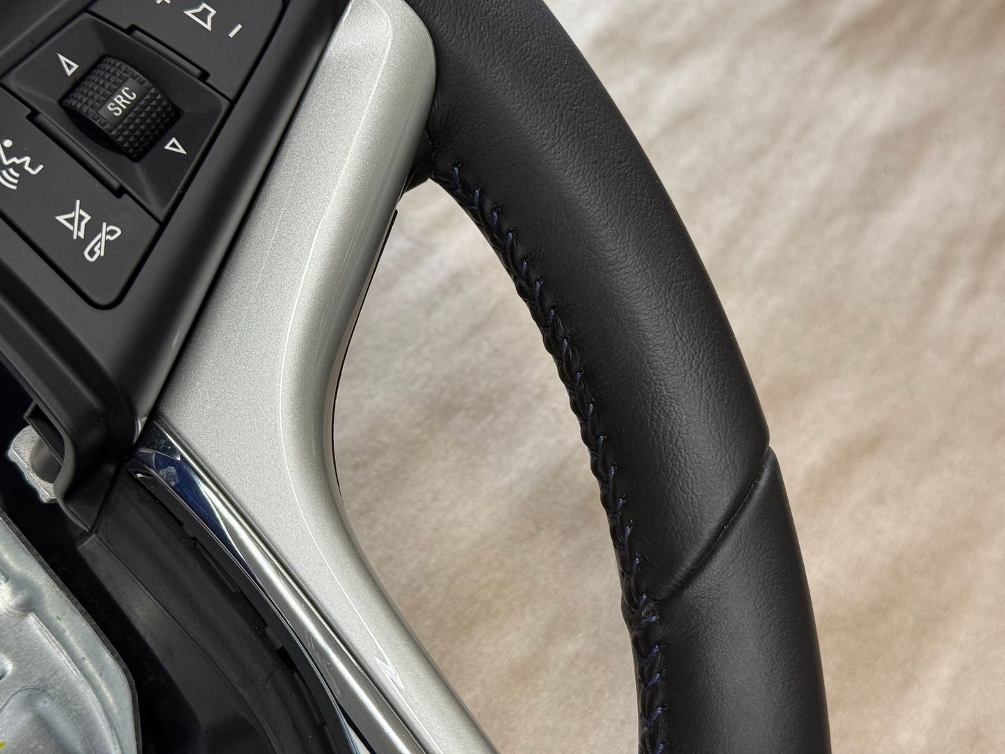 2012-2015 Chevy Camaro SS Steering Wheel Black "Auto" "Blue Stitch" 8k Mile