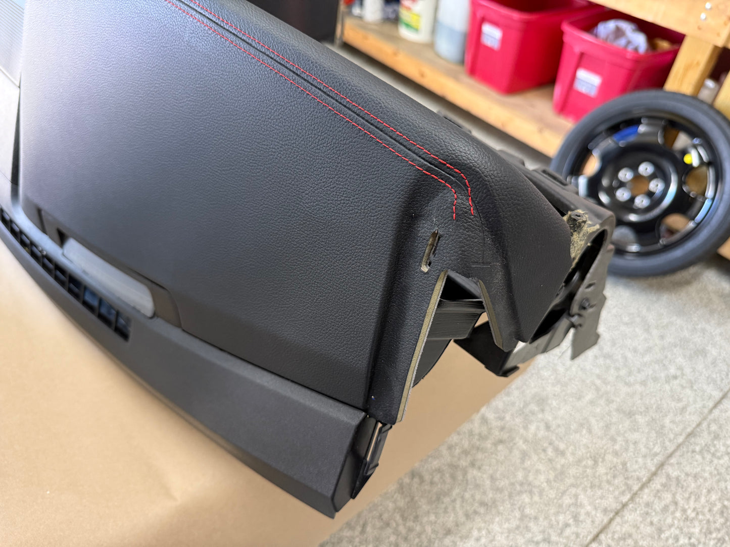 2018-2023 Ford Mustang GT 5.0 Leather Dash Pad Frame "Red Stitch"