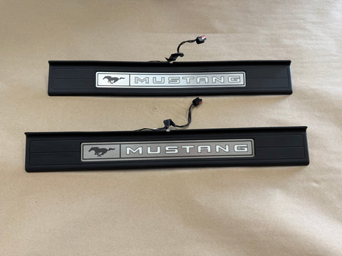 2015-2023 Ford Mustang "My Color" Scuff Plates Interior Trim Black - OEM