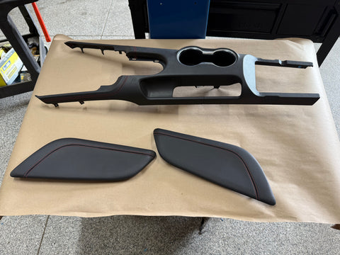 2018-2023 Mustang GT Center Console Top Interior Trim Pieces Leather Red Stitch
