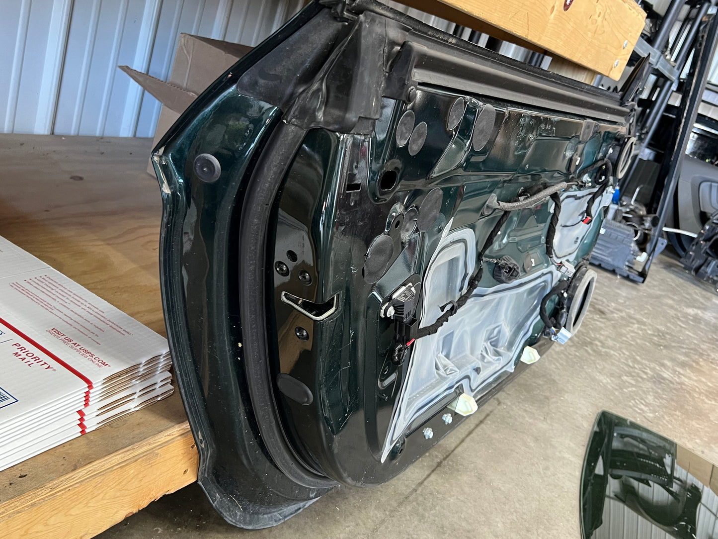 2015-2021 Ford Mustang GT GT500 LH Driver Side Door Complete w/Glass Green B5